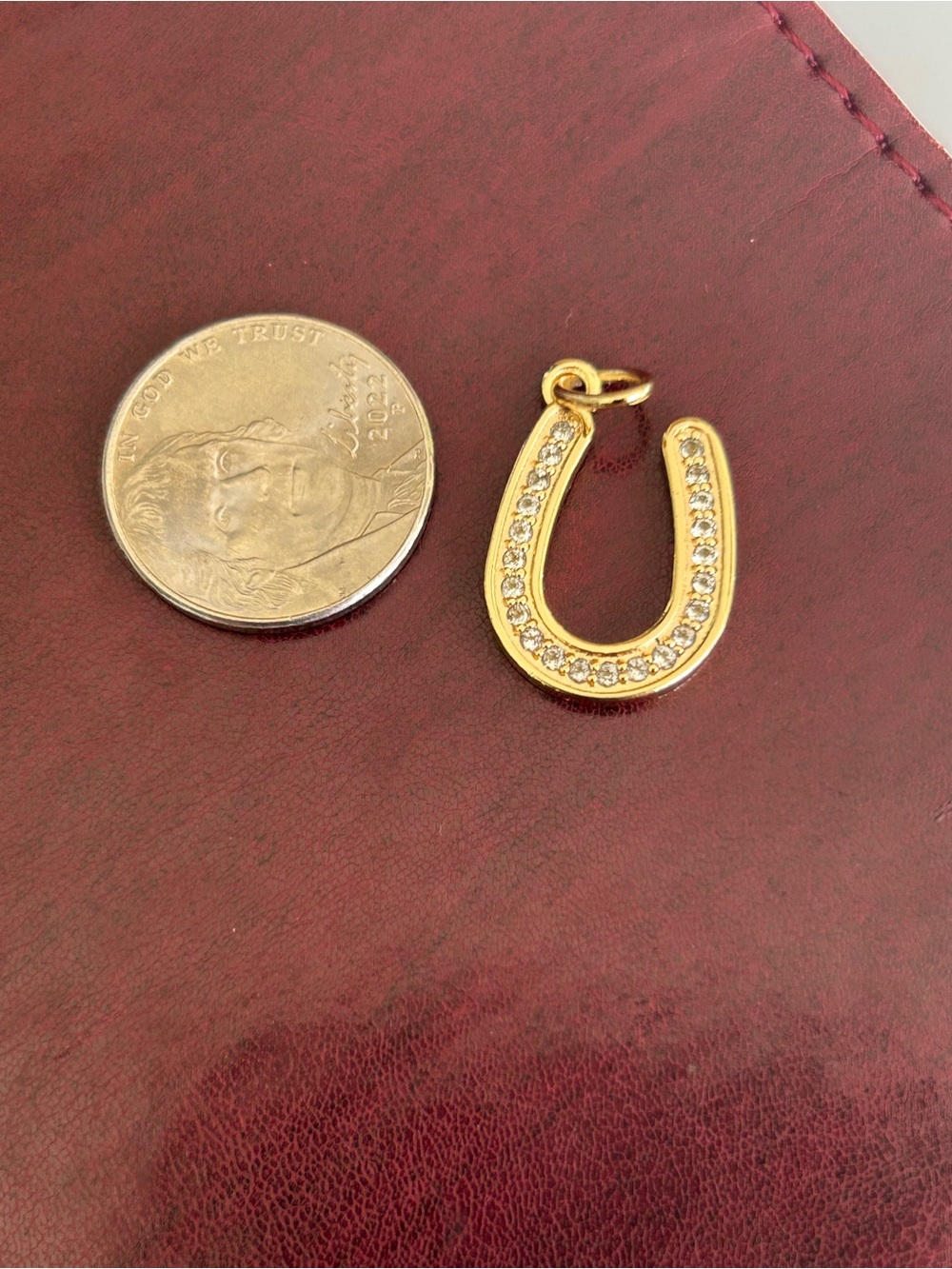 Jane Win Gold Crystal (MINI) Horseshoe Pendant Charm - Women Jewelry
